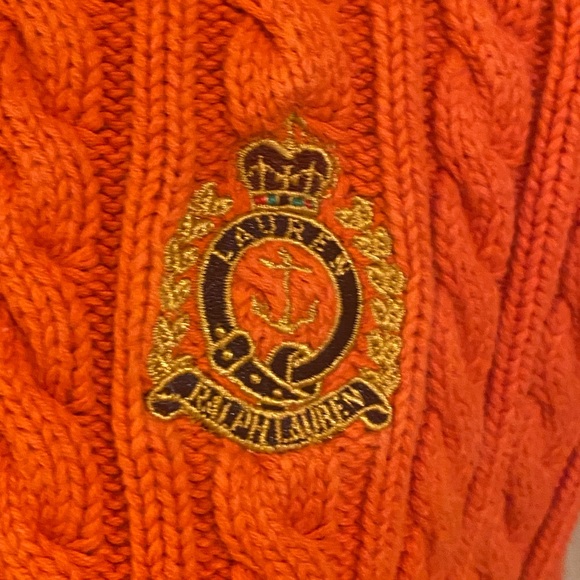 Ralph Lauren Lauren Vibrant Orange Cable Knit Sweater - Picture 3 of 9